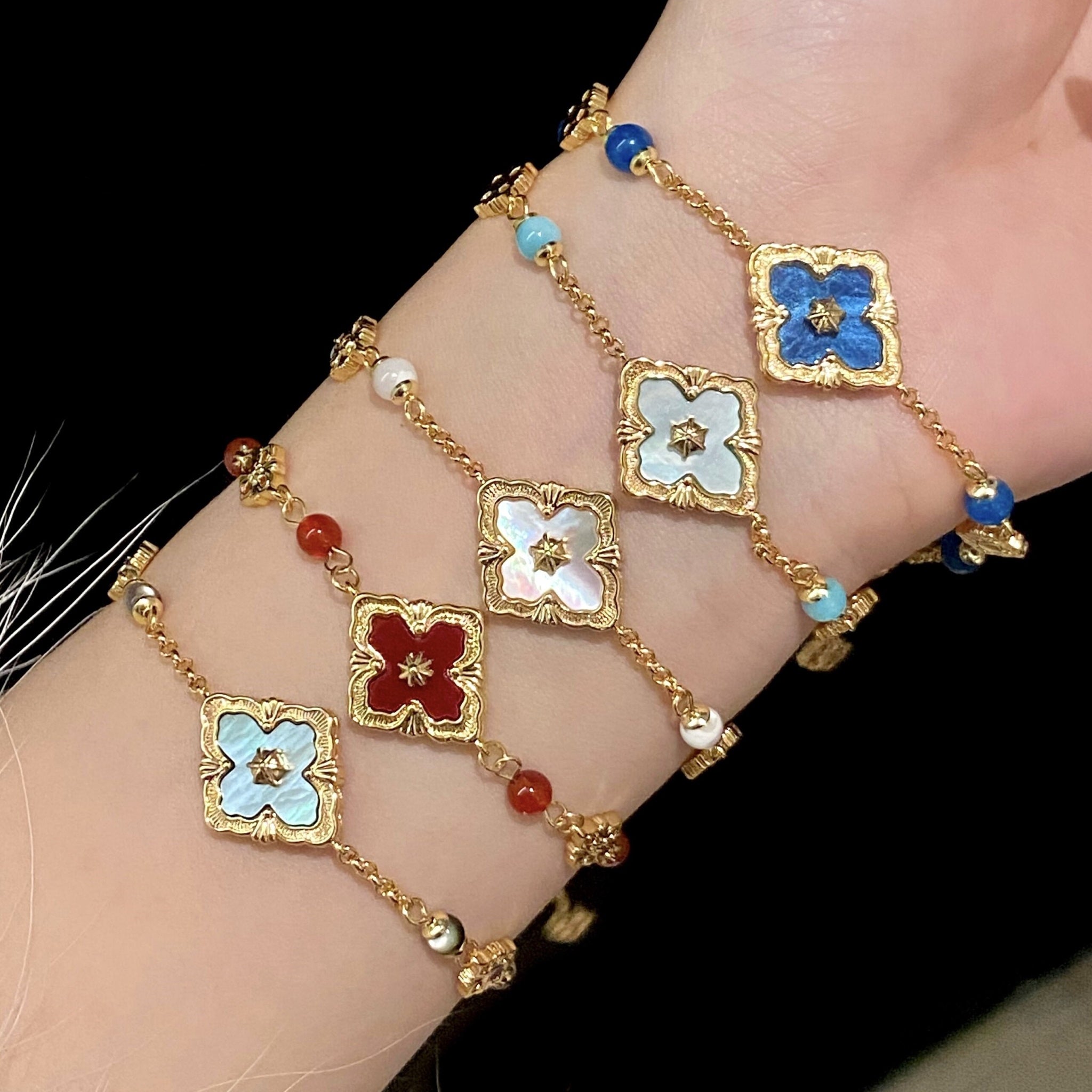 Buccellati-Style Five-Color Mother-of-Pearl Double-Sided Bracelet