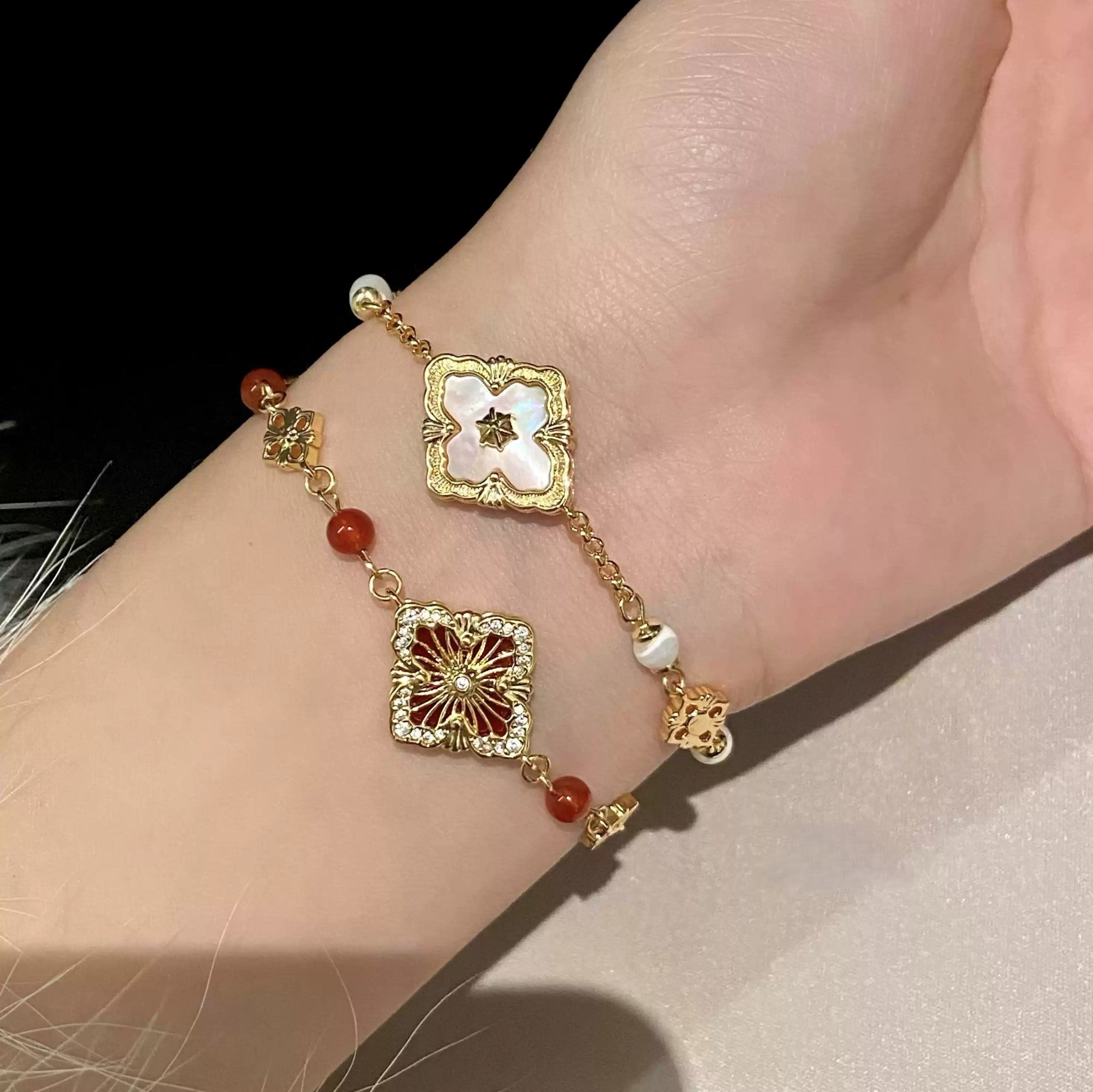 Buccellati-Style Five-Color Mother-of-Pearl Double-Sided Bracelet