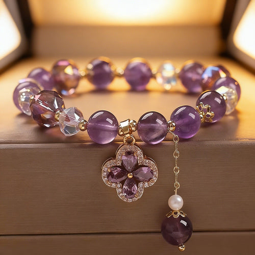 Amethyst Four-Leaf Clover Bracelet