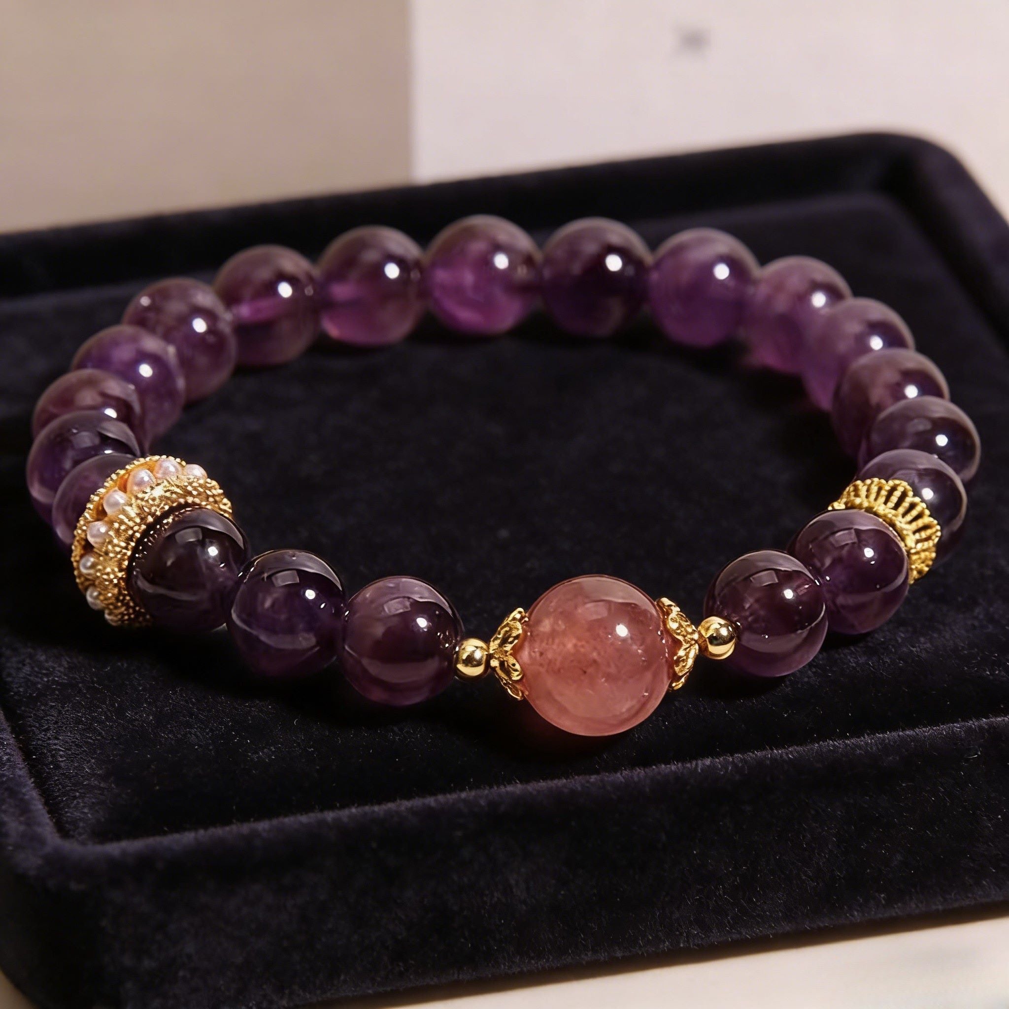 Amethyst & Strawberry Quartz Luck Bracelet