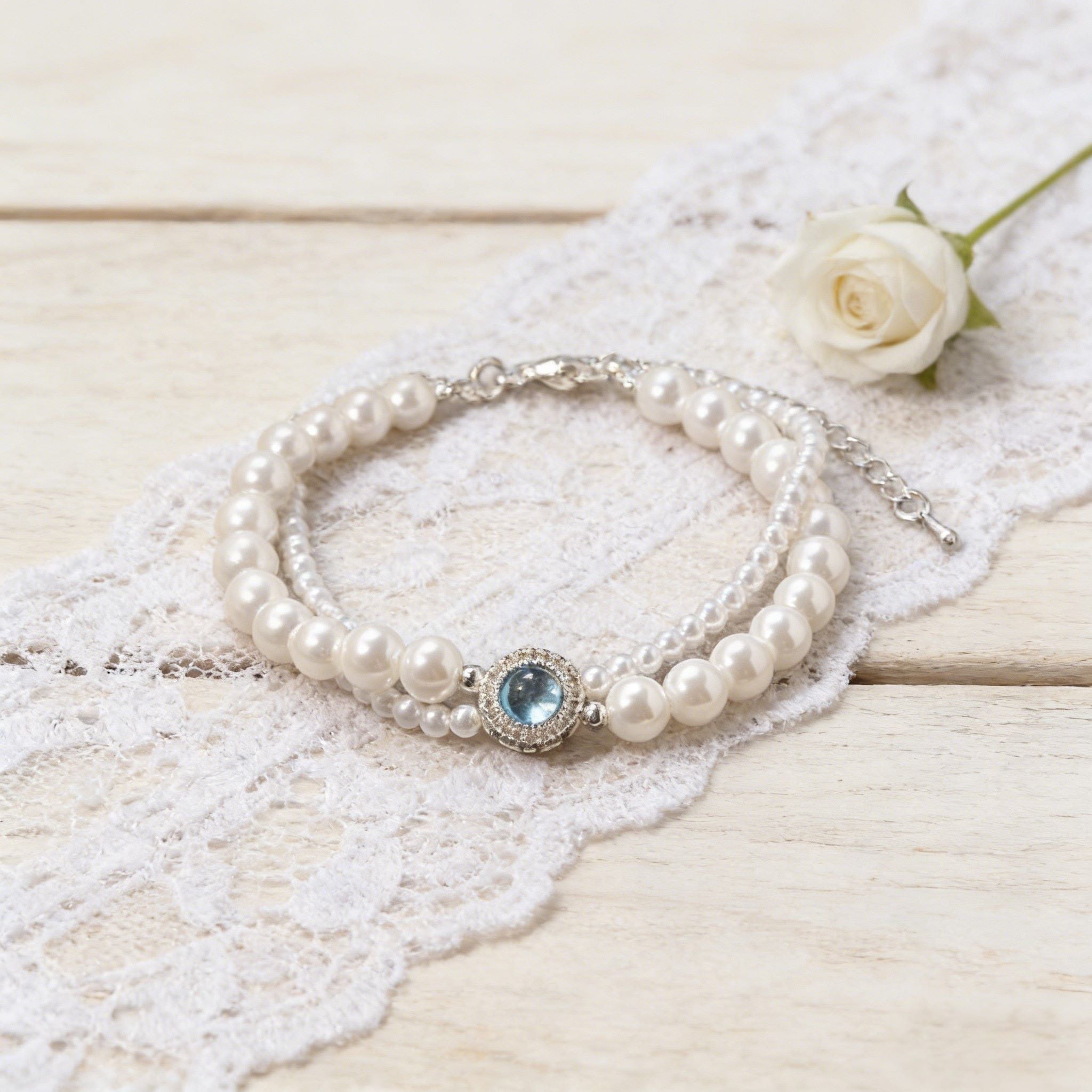 Cat's Eye Stone Pearl Bracelet