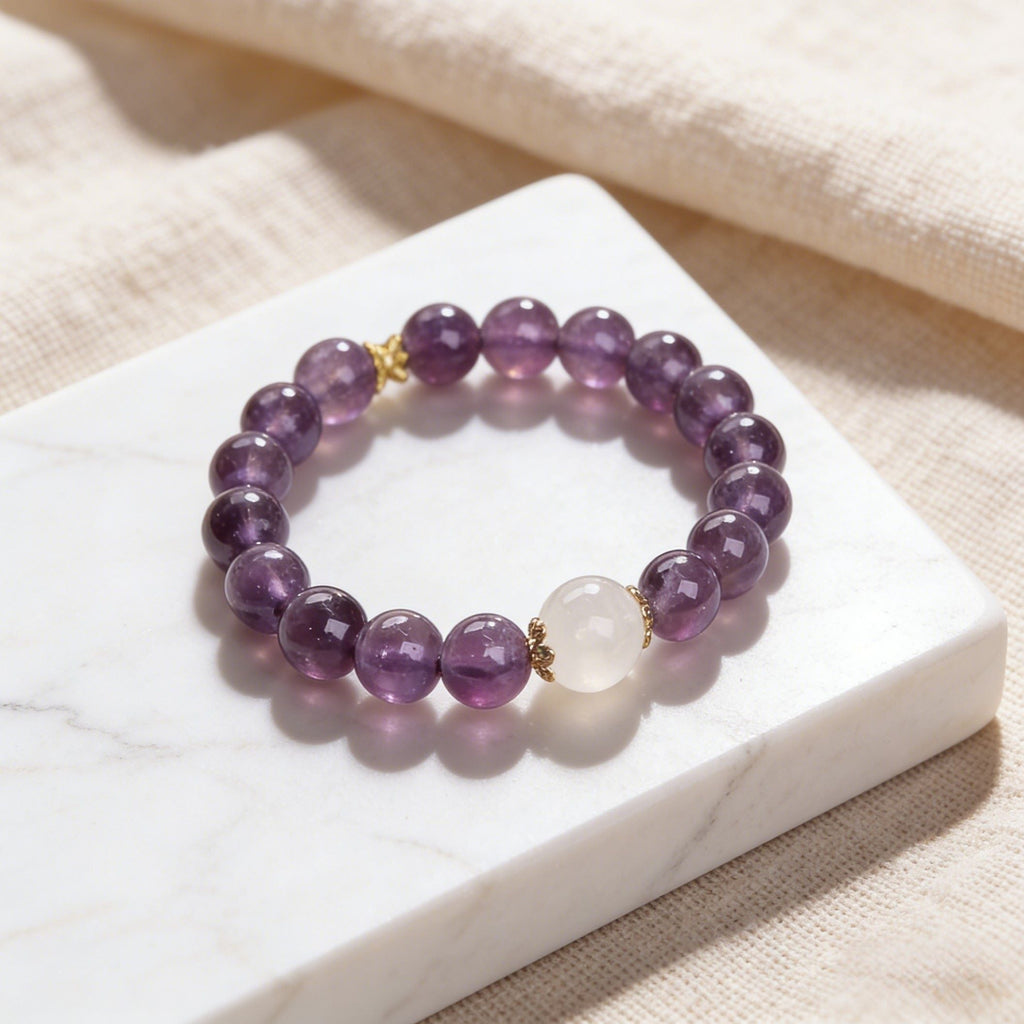 Amethyst & Clear Quartz Lucky Bracelet