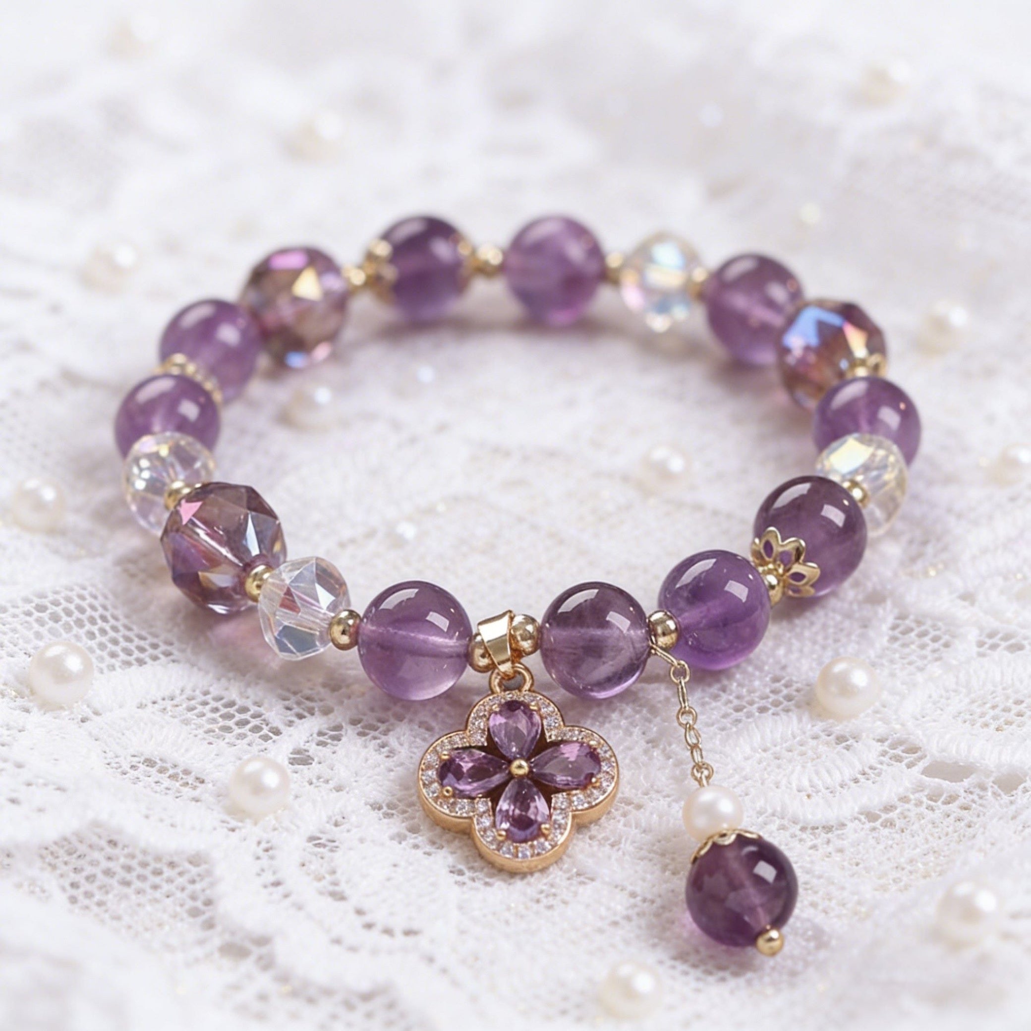 Amethyst Four-Leaf Clover Bracelet